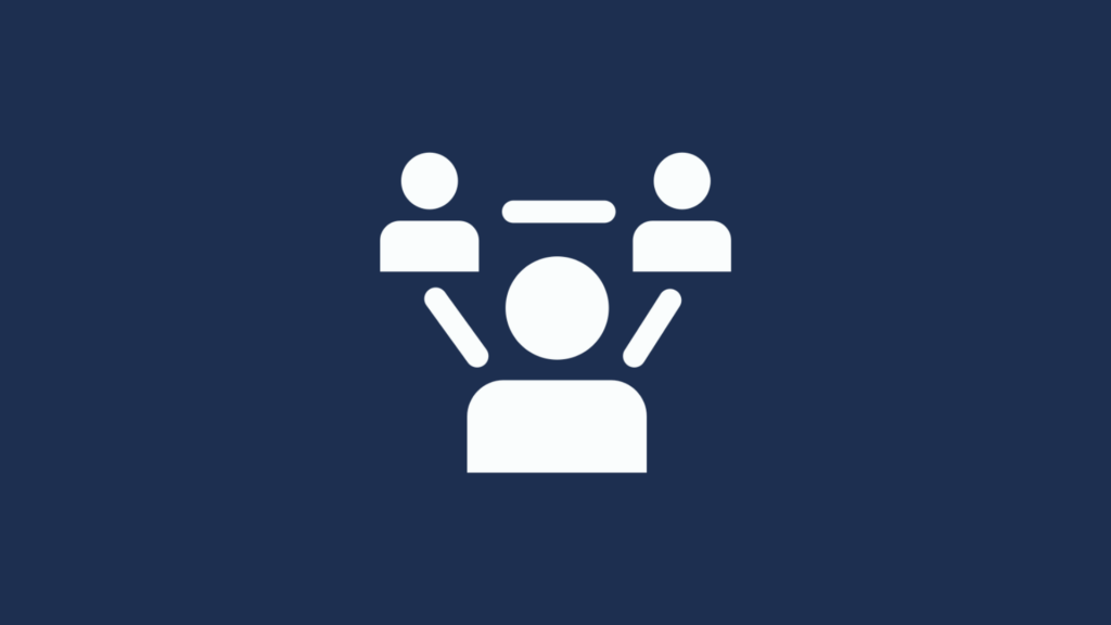 Third Party Service icon: A white graphic of one central figure surrounded by three other figures, representing a network or group interaction, set against a midnight blue background.