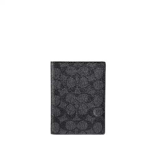 Coach Mens Passport Case in Signature Coated Canvas, CHARCOAL
