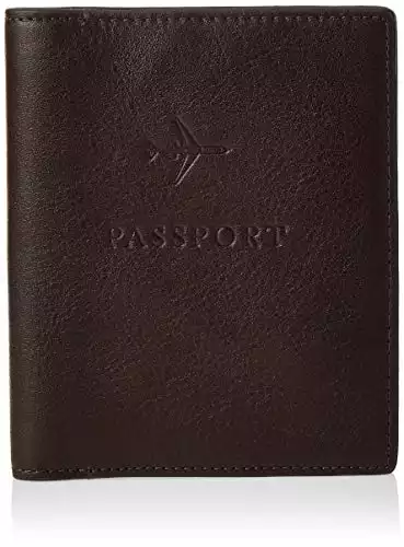Fossil Leather RFID Blocking Passport Holder Case Wallet, Cognac (Model: MLG0358222)