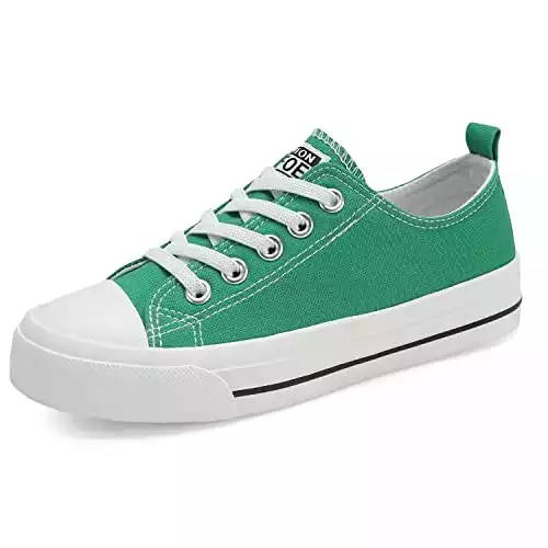 DSWED Kids Fashion Sneakers Boys Green Breathable Casual Low Top Canvas Shoes Girls Casual Walking School Shoes Students Little Kid Size 12.5