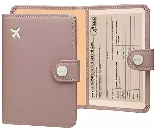 ZOPPEN Passport Holder Women, Passport Cover Travel Wallet Rfid Blocking Passport Wallet Cover Case Travel Essentials Document Organizer, Dusty Pink