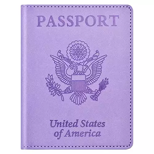 Passport and Vaccine Card Holder Cover Combo, Passport Case /Wallet with Vaccine Card Slot for Women and Men(AL-Purple)