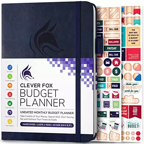 Clever Fox Budget Planner - Expense Tracker Notebook. Monthly Budgeting Journal, Finance Planner & Accounts Book to Take Control of Your Money. Undated - Start Anytime. A5 Size, Dark Blue Hardcove...