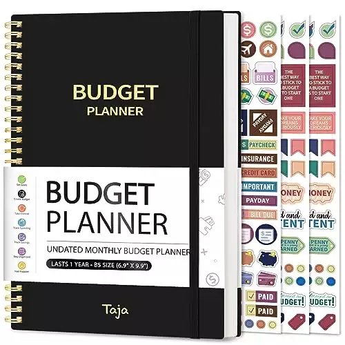 Budget Planner - Monthly Budget Book with Expense Tracker Notebook, Undated Bill Organizer & Finance Planner to Take Control of Your Money, 2023-2024 Account Book to Manage Your Finances-Black