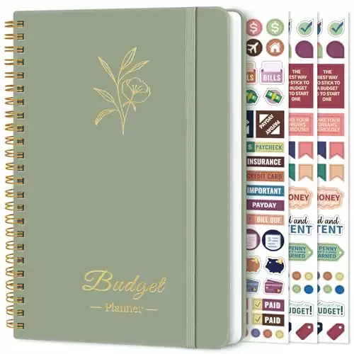 Budget Planner - Monthly Budget Book 2024 with Expense & Bill Tracker - Undated 12 Month Financial Planner/Account Book to Take Control of Your Money - Green