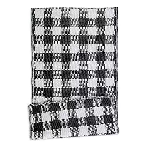 DII Outdoor Rugs Collection Reversible, Buffalo Check, Runner, 3x6', Black & White