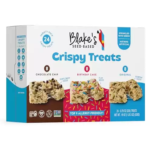 Blake’s Seed Based Crispy Treats – Variety Pack (24 Count), Vegan, Gluten Free, Nut Free & Dairy Free, Healthy Snacks for Kids or Adults, School Safe, Low Calorie Organic Soy Free Snack