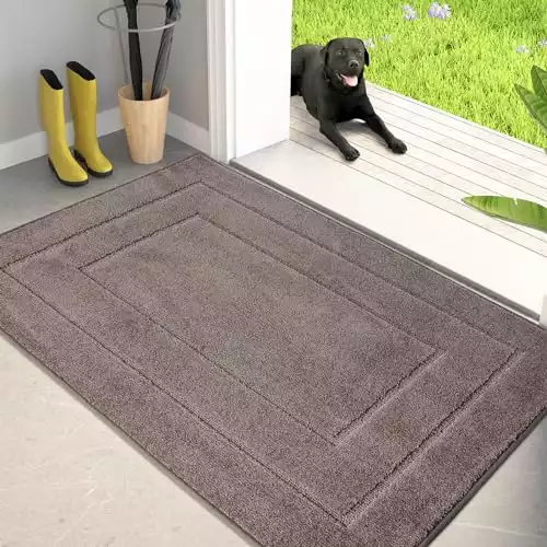 PURRUGS Dirt Trapper Door Mat 32" x 47", Non-Slip/Skid Machine Washable Entryway Rug, Dog Door Mat, Super Absorbent Welcome Mat for Muddy Wet Shoes and Paws, Grayish Brown