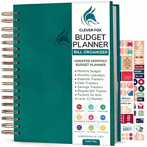 Clever Fox Budget Planner & Monthly Bill Organizer with Pockets. Expense Tracker Notebook, Budgeting Journal and Financial Planner Budget Book to Control Your Money. Large Size (8" x 9.5&...