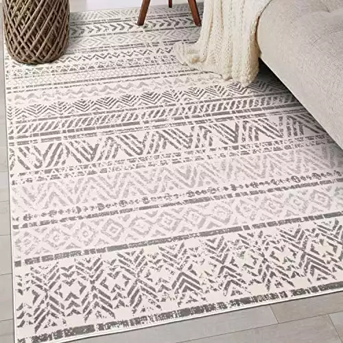 Rugshop Geometric Boho Perfect for high Traffic Areas of Your Living Room,Bedroom,Home Office,Kitchen Area Rug 3'3" x 5' Gray