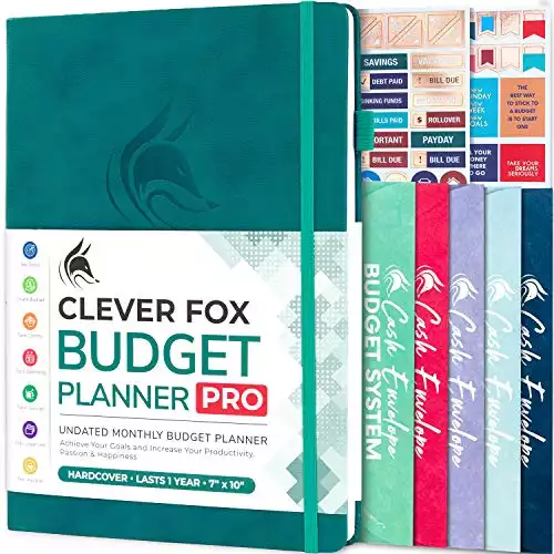 Clever Fox Budget Planner Pro - Financial Organizer + Cash Envelope Budget System. Monthly Finance Journal, Expense Tracker & Personal Account Book. Undated - Start Anytime. (7''x10&...