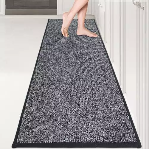 PURRUGS Machine Washable Kitchen Runner Rug 2ft x 7ft, Non-Slip/Skid Hallway Runner Rug, Super Absorbent Soft Area Rug for Hallway, Kitchen & Laundry, Rolled Packaging, Charcoal