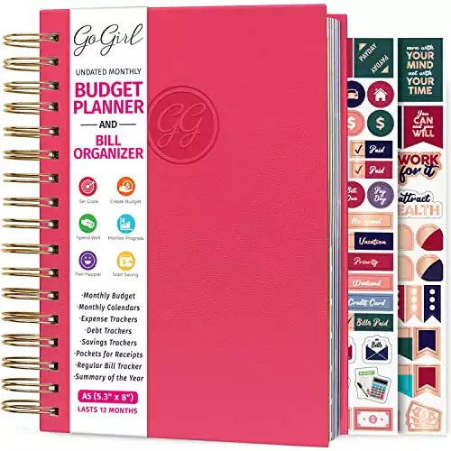 GoGirl Budget Planner & Monthly Bill Organizer – Monthly Financial Book with Pockets. Expense Tracker Notebook Journal to Control Your Money, Compact Spiral-Bound Hardcover, Lasts 1 Year – Hot...