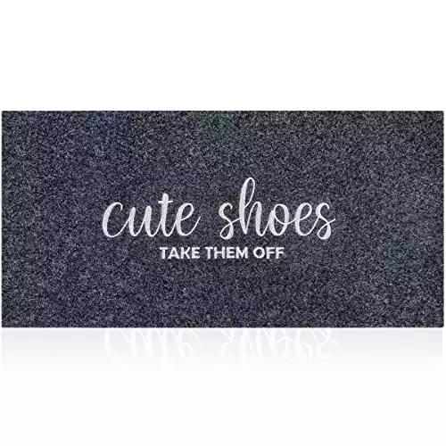 Welcome Mats for Front Door Mats Cute Shoes Take Them Off for Home Entrance with Rubber Backing Mats Heavy Duty Entryway Doormat for Floor Laundry Rooms Mudrooms Garage 47 x 18 Grey