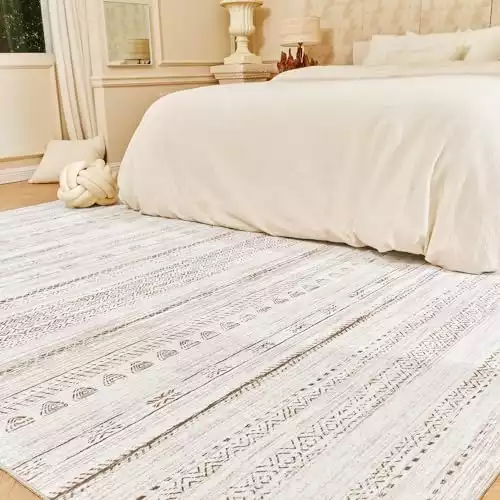 5x7 Area Rugs for Living Room Machine Washable Rug Distressed Indoor Carpet Neutral Moroccan Boho Rug Ultra Soft Area Rug for Bedroom Dining Room Playroom Office