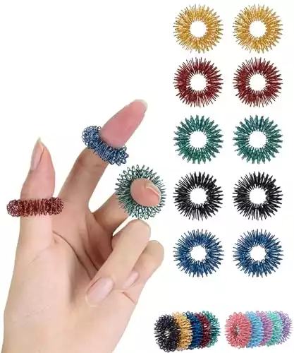 Mr. Pen- Spiky Sensory Rings, 10 Pack, Stress Relief Fidget Sensory Toys, Fidget Rings, Fidget Ring for Anxiety, Stress Relief Rings, Massager for Fidget ADHD Autism, Silent Stress Reducer Ring