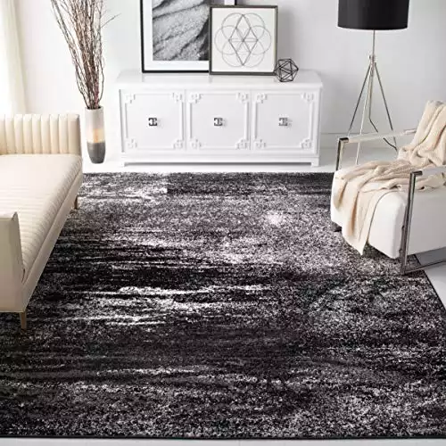 SAFAVIEH Adirondack Collection Area Rug - 6' x 9', Silver & Black, Modern Abstract Design, Non-Shedding & Easy Care, Ideal for High Traffic Areas in Living Room, Bedroom (ADR112A)