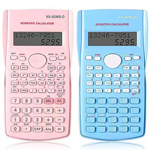 2 Sets Scientific Calculators Functional Engineering Scientific Calculator with Multiple Modes Graphing Function Portable Suitable for Student School Business Office Home Program System Pink and Blue