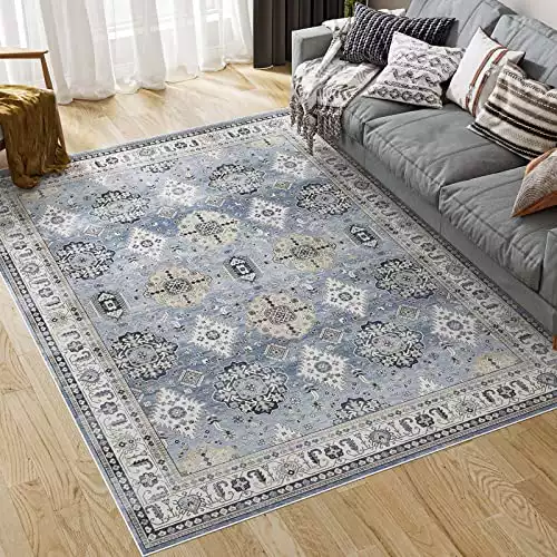 Dripex 8x10 Area Rugs - Stain Resistant Washable Rug Distressed Boho Rugs for Living Room Dining Room Bedroom Anti-Slip Low-Pile and Soft Accent Rug Farmhouse Office Home Decor, Pet & Child Friend...