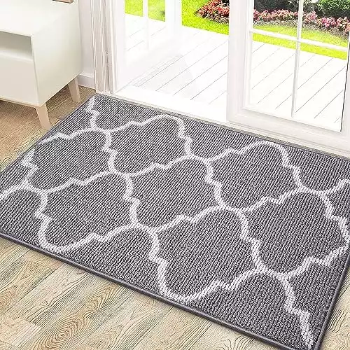 OLANLY Indoor Door Mat, 32x20, Non-Slip Absorbent Resist Dirt Entrance Mat, Washable Low-Profile Inside Floor Mat Doormats for Entryway, Grey