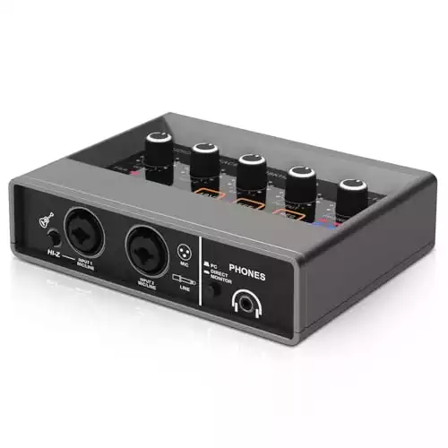 XTUGA Computer Professional Audio Interface USB with Touch Model 16 bit/48 kHz Built-in Monitor Jack, DSP Effect, 48V Phantom Power Use For Live Streaming, Podcasting Audio Interface for Mac, PC