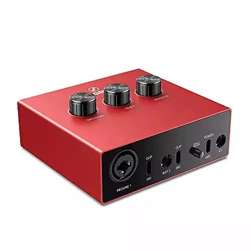 USB Audio Interface with 1x XLR/TRS 1x 1/4" 2X RCA USB, Red