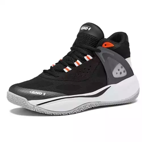 AND1 Revel Mid Men’s Basketball Shoes, Indoor or Outdoor Basketball Sneakers for Men, Street or Court - Black, 10.5 Medium