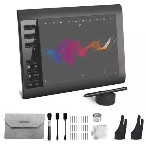 TeinenRon Graphics Drawing Tablet,10 x 6 Inch Drawing Tablet with 8192 Levels Battery-Free Pen and Bag,12 Hot Keys,Compatible with PC/Mac/Android for Painting,Design & Online Teaching