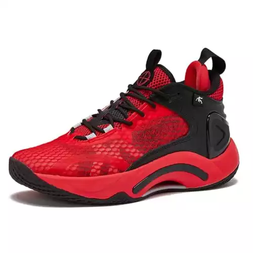 AND1 Scope Basketball Shoes for Women and Men, Mid Top Indoor or Outdoor Basketball Sneakers - Red/Black, 10.5 Medium