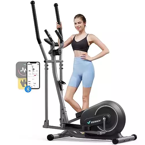 MERACH Elliptical Machine, Compact Elliptical Training Machines for Home with Exclusive MERACH App, Ultra-Quiet Elliptical Trainers, 16-Level Magnetic Resistance