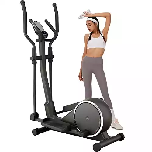 RHYTHM FUN Elliptical Training Machine, Stepping Elliptical Machine for Home Use Magnetic Cross Trainer Machine 16 Resistance Mini Compact Elliptical Trainer with Smart LED Display Workout APP