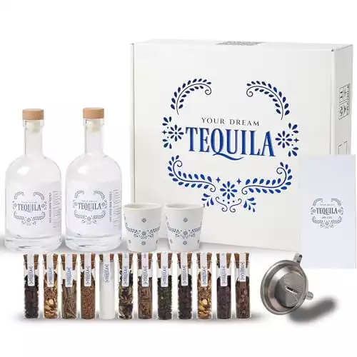 Tequila Gifts for Men - Tequila Making Kit - Tequila Infusion Kit Gift Set Men with Bottles, Wood Chips, Botanicals, Tequila Set, Husband Birthday Gift, Bourbon Kit Mens Gift Set (No Alcohol Included)