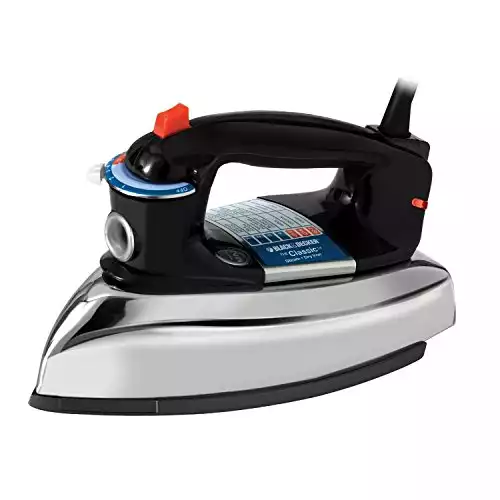 BLACK+DECKER The Classic Iron, F67E-T, Aluminum Soleplate, Steam or Dry Ironing, 7 Temperature Settings, Anti-Drip