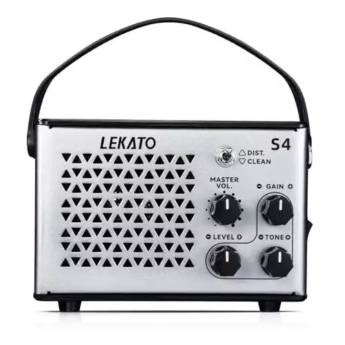 LEKATO Mini Guitar Amp, Electric Guitar Amp 10W, Clean, Distortion, Gain Control, Bluetooth Rechargeable Guitar Amp Portable for Travel, Indoor Practice