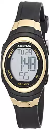 Armitron Sport Women's Quartz Sport Watch with Resin Strap, Black, 12 (Model: 45/7034GBK)