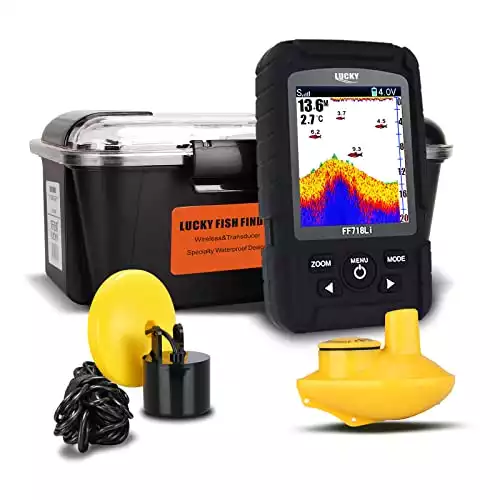 Lucky Portable Fish Finder,Smart Handheld Depth Finder with Sonar Sensor,Wired and Wireless Fishing Finder for Ice Fishing Sea Fishing Kayak Fishing Boat Fishing,Waterproof,Black