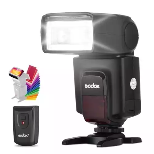 GODOX TT520 II Universal On-Camera Flash Speedlite with AT-16 Wireless Trigger Transmitter GN33 S1/S2 Modes Compatible for Canon Nikon Pentax Olympus Fujifilm Panasonic DSLR Cameras with Hot Shoe