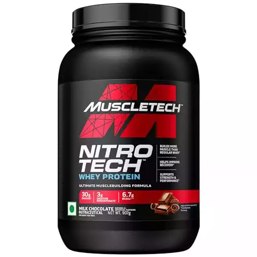 Whey Protein Powder | MuscleTech Nitro-Tech Whey Protein Isolate & Peptides | Protein + Creatine for Muscle Gain | Muscle Builder for Men & Women | Sports Nutrition | Chocolate, 2.2 lb (22 Ser...