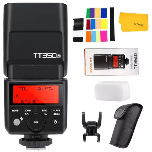 Godox TT350C Flash for Canon Camera, 2.4G Wireless Speedlight Canon GN36 1/8000s HSS Speedlite, Mini Thinklite TTL Camera Flash Compatible for Canon Camera