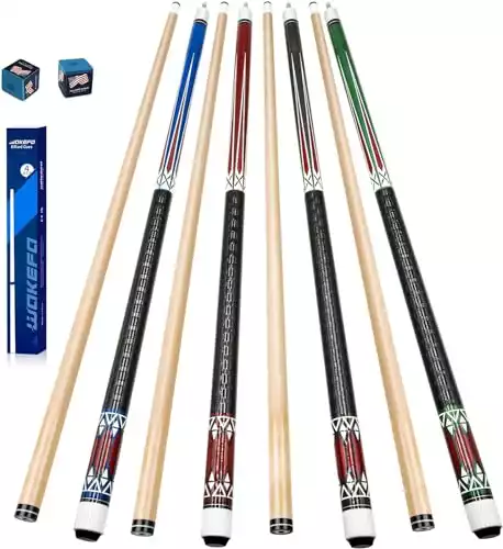 Wakefa Billiard Pool Cue Stick: 58 inch Pool Sticks Set of 4, 13mm Tip Pool Cues Billiard Cue Sticks Maple Wood Pool Table Sticks for Professional Billiard Players 18 19 20 21 oz