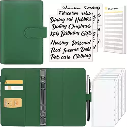 Sooez Budget Binder with Zipper Cash Envelopes & Expense Sheets for Budgeting and Saving Money, Money Organizer for Cash with Category Labels, Money Saving Binder Cash Wallet Envelope