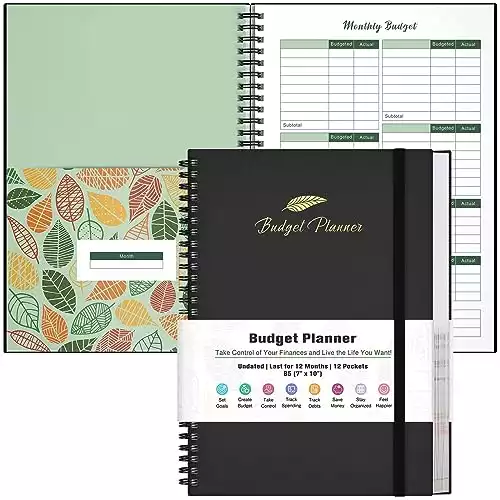 Budget Planner, Budget Book with Expense Tracker, Financial Planner with 12 Pockets, Undated Monthly Bill Organizer Notebook to Take Control of Your Finances, Bill Book for Beginner 7" x 10"...