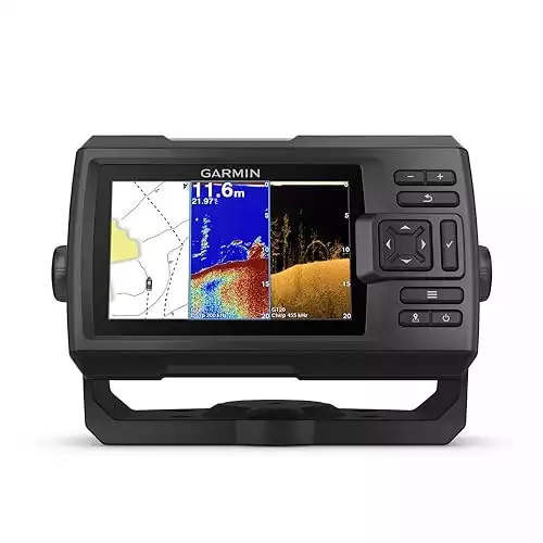 Garmin 010-01872-00 STRIKER 5CV with Transducer, 5" GPS Fishfinder, CHIRP Traditional And ClearVu Scanning Sonar Transducer, Built In Quickdraw Contours Mapping Software
