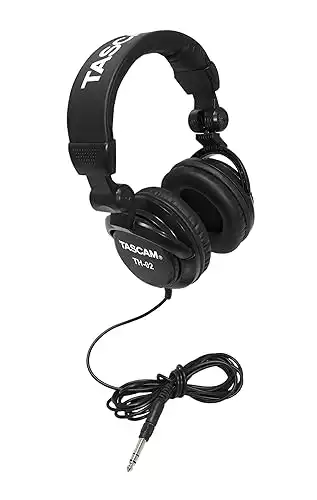 Tascam TH-02 Closed Back Studio Headphones, Black Medium