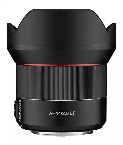 Rokinon AF 14mm F2.8 Weather Sealed Auto Focus Wide Angle Lens for Canon EF, Black (IO14AF-C)