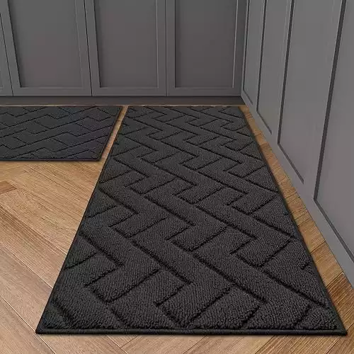 hicorfe Kitchen Rugs and Mats Sets,2 Pieces Super Absorbent Polypropylene Non-Slip Rug,Soft Comfort Floor Mat,Machine Wash for Kitchen,Hallway,Office,Sink,Laundry(20" x 31.5"+20" x 48&a...